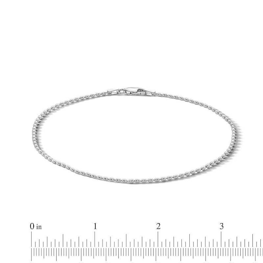 Banter Sterling Silver Oval Bead Chain Anklet Made In Italy - 10" Bracelets