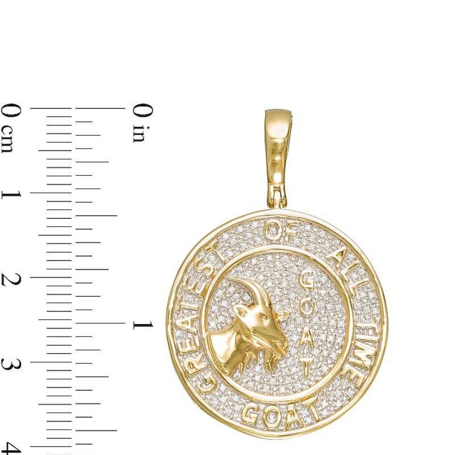 Banter 1/8 Ct. T.W. Diamond Pav Goat Medallion Charm In Sterling Silver With 14K Gold Plate Charms