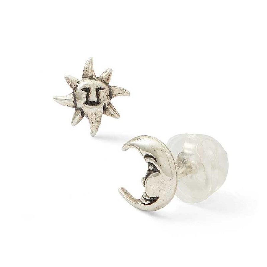 Banter Sun And Moon Mismatch Stud Earrings In Sterling Silver Earrings