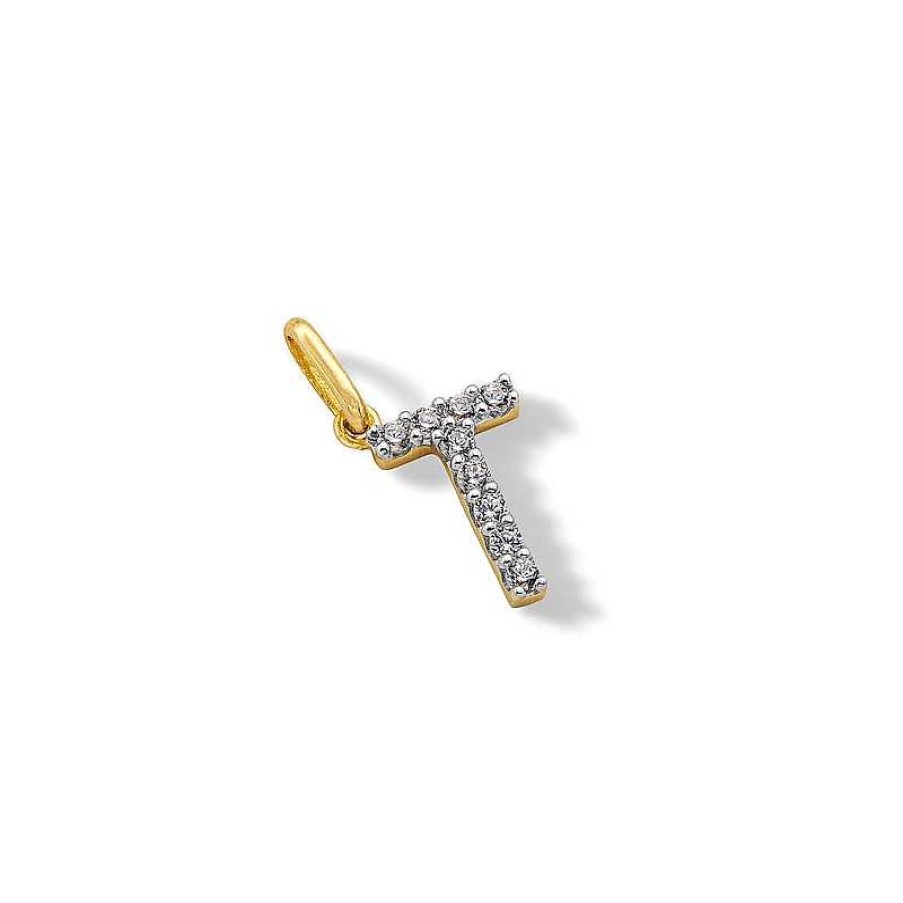 Banter 10K Solid Gold Cz T Initial Charm Charms