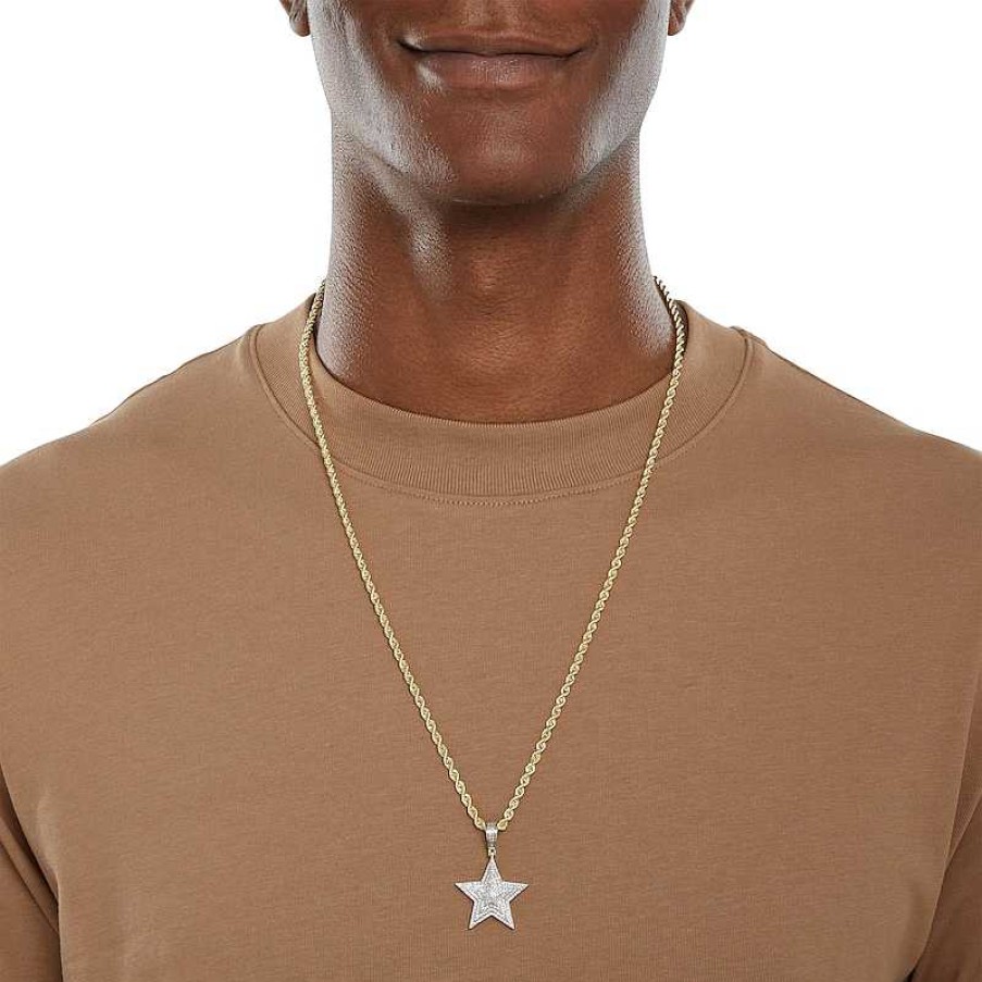 Banter 1/3 Ct. T.W. Composite Diamond Star Necklace Charm In 10K Gold Charms