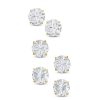 Banter Cubic Zirconia Solitaire Stud Earrings Set In Sterling Silver With 14K Gold Plate Earrings