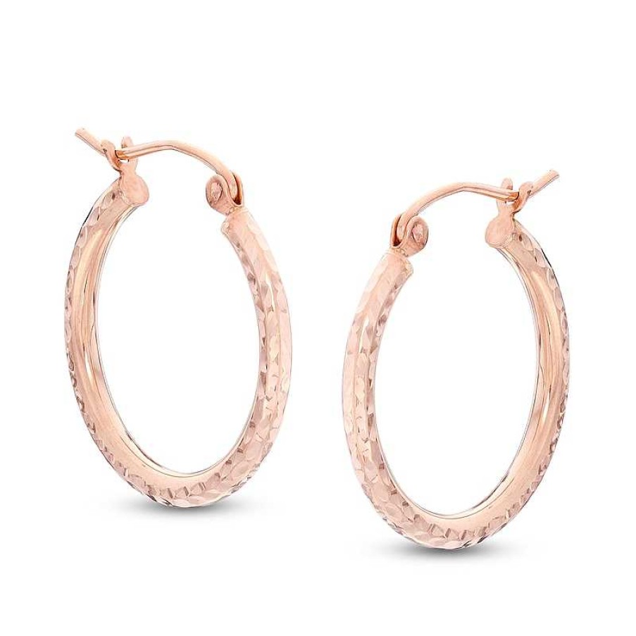 Banter 20Mm Diamond-Cut Hoop Earrings In 14K Tube Hollow Rose Gold Earrings