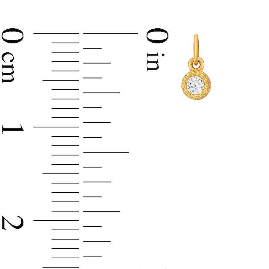 Banter Cubic Zirconia Round Bezel Bracelet Charm In 14K Semi-Solid Gold Charms