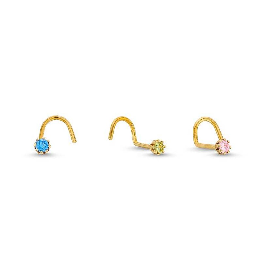 Banter 14K Gold Cz Nose Screw Stud Set - 20G 5/16" Nose