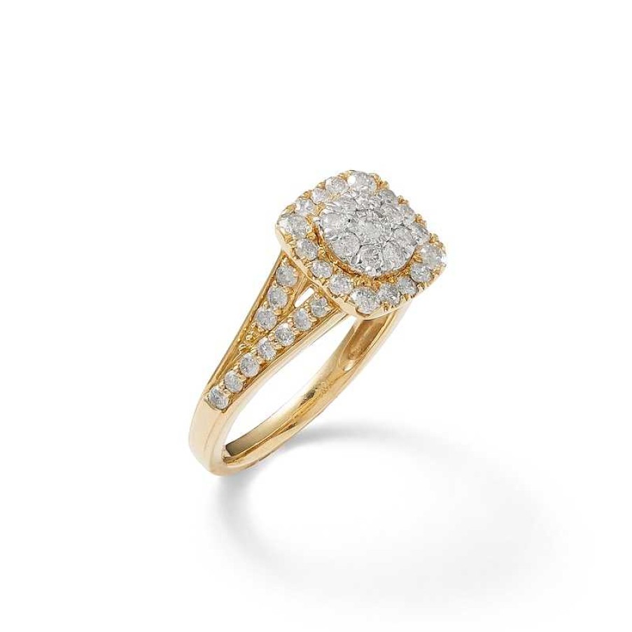 Banter 1 Ct. T.W. Composite Diamond Cushion Frame Engagement Ring In 10K Gold Rings