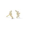 Banter 10K Solid Gold Cz Bezel Crawler Studs Earrings