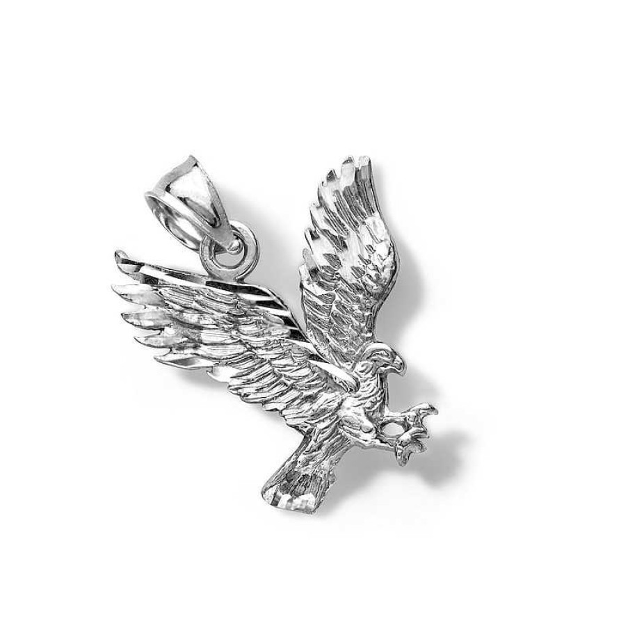 Banter 10K Solid White Gold Eagle Necklace Charm Charms