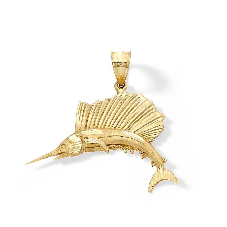 Banter 10K Solid Gold Swordfish Necklace Charm Charms