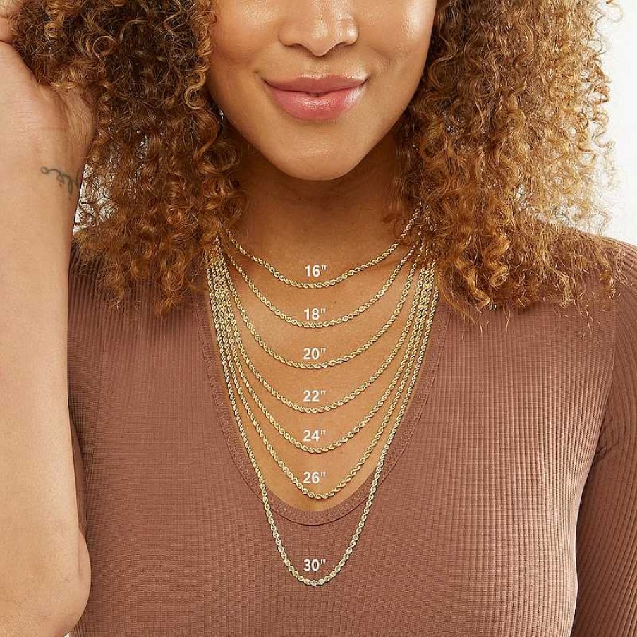 Banter 020 Gauge Semi-Solid Rope Chain Necklace In 10K Gold - 24" Necklaces