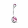 Banter Stainless Steel Pink Cz Belly Button Ring - 14G 7/16" Belly Button