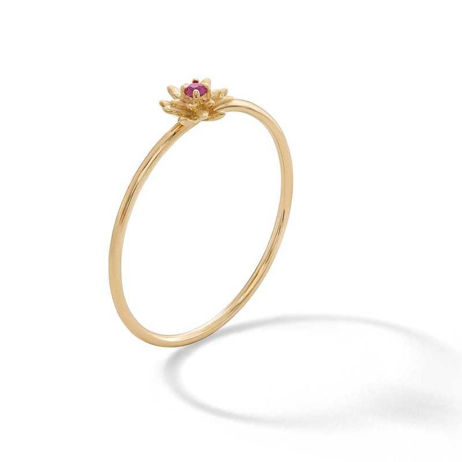 Banter 10K Solid Gold Lab-Created Ruby Water Lily Ring Rings