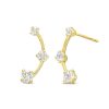 Banter Cubic Zirconia Three Stone Climber Stud Earrings In 10K Solid Gold Earrings