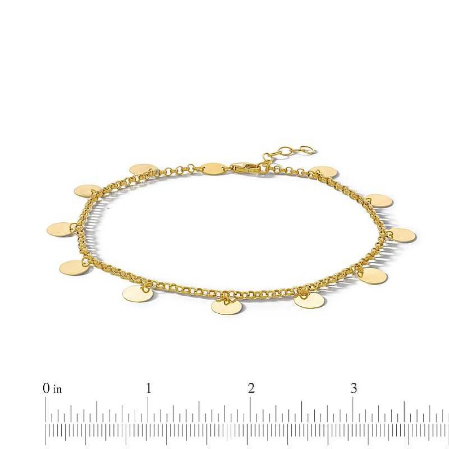 Banter 10K Gold Bonded Disk Rolo Chain Anklet - 10" Bracelets