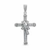 Banter Cubic Zirconia Ribbon Cross Charm In Sterling Silver Charms