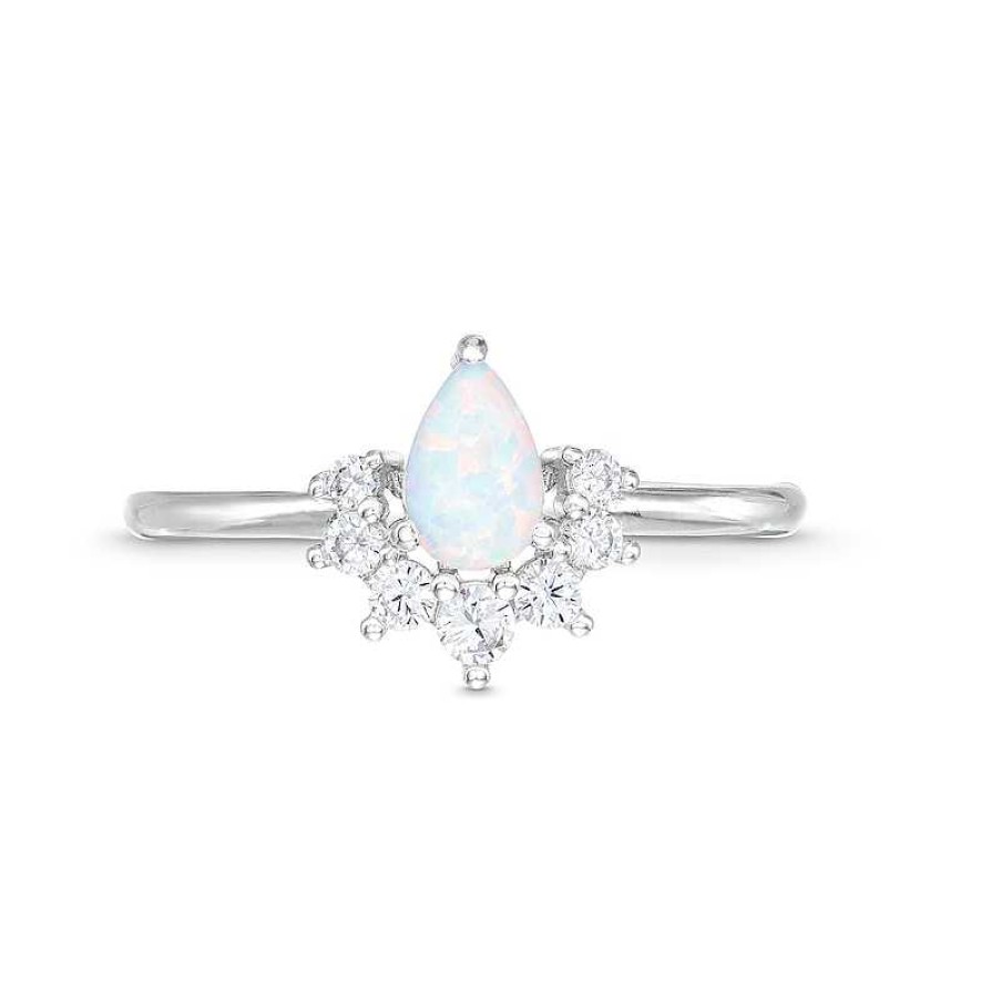 Banter Simulated Opal And Cubic Zirconia Cluster Ring In Solid Sterling Silver - Size 7 Rings