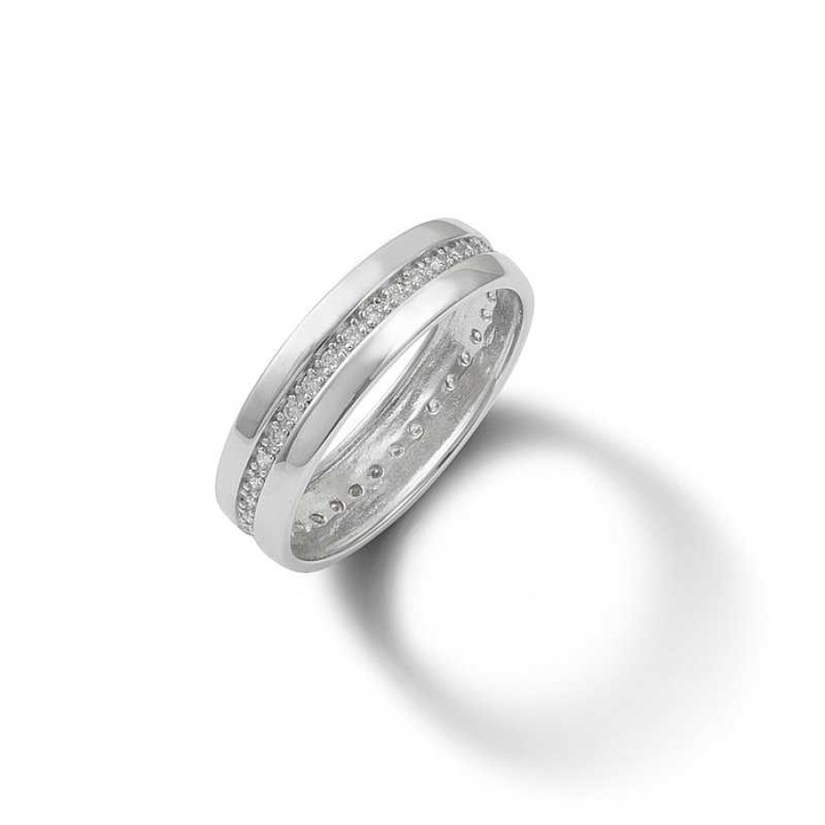 Banter Cubic Zirconia Eternity Band In Solid Sterling Silver Rings