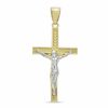 Banter Textured Crucifix Two-Tone Necklace Charm In 10K Solid Gold Charms