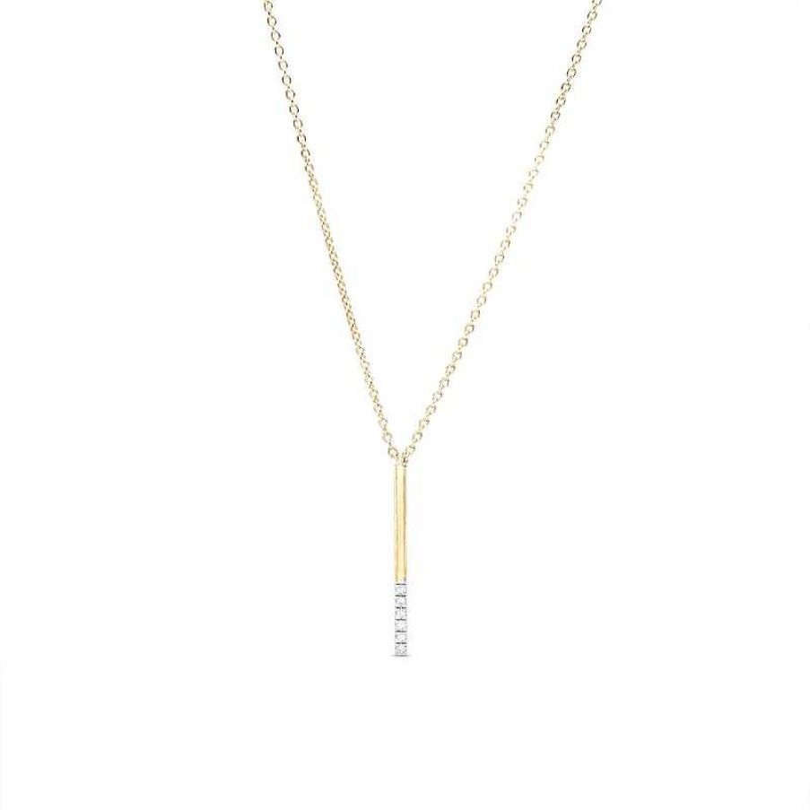 Banter Diamond Accent "I" Initial Necklace In Sterling Silver With 14K Gold Plate - 18" Necklaces