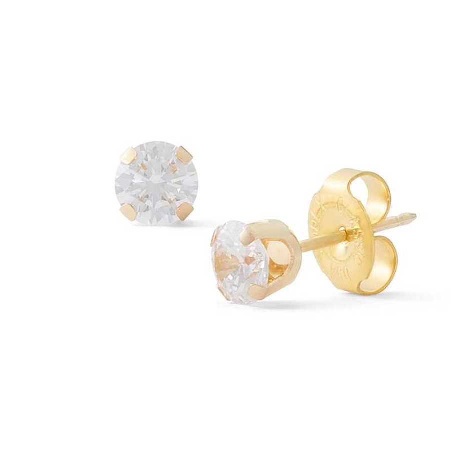 Banter 5.0Mm Cubic Zirconia Solitaire Stud Piercing Earrings In 14K Solid Gold Earrings