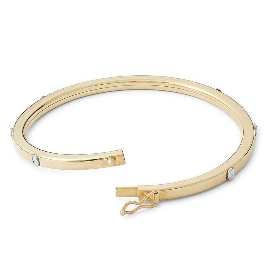 Banter Made In Italy Nail Station Bangle In 10K Two-Tone Gold Tube Bracelets