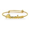 Banter Script Name Adjustable Bangle In Brass With 14K Gold Plate (1 Line) Bracelets