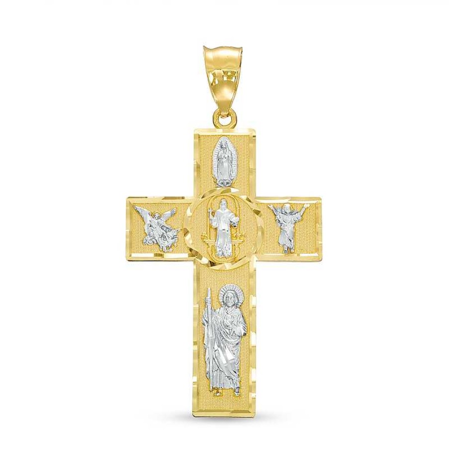 Banter All Saints Cross Necklace Charm In 10K Two-Tone Gold Charms