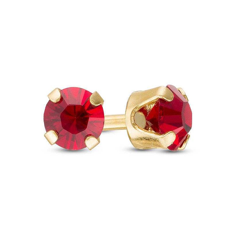 Banter 3Mm Red Crystal Solitaire Stud Piercing Earrings In 14K Solid Gold Earrings