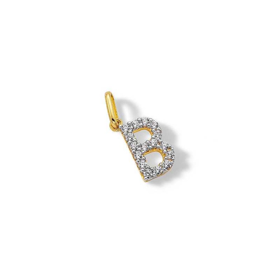 Banter 10K Solid Gold Cz B Initial Charm Charms