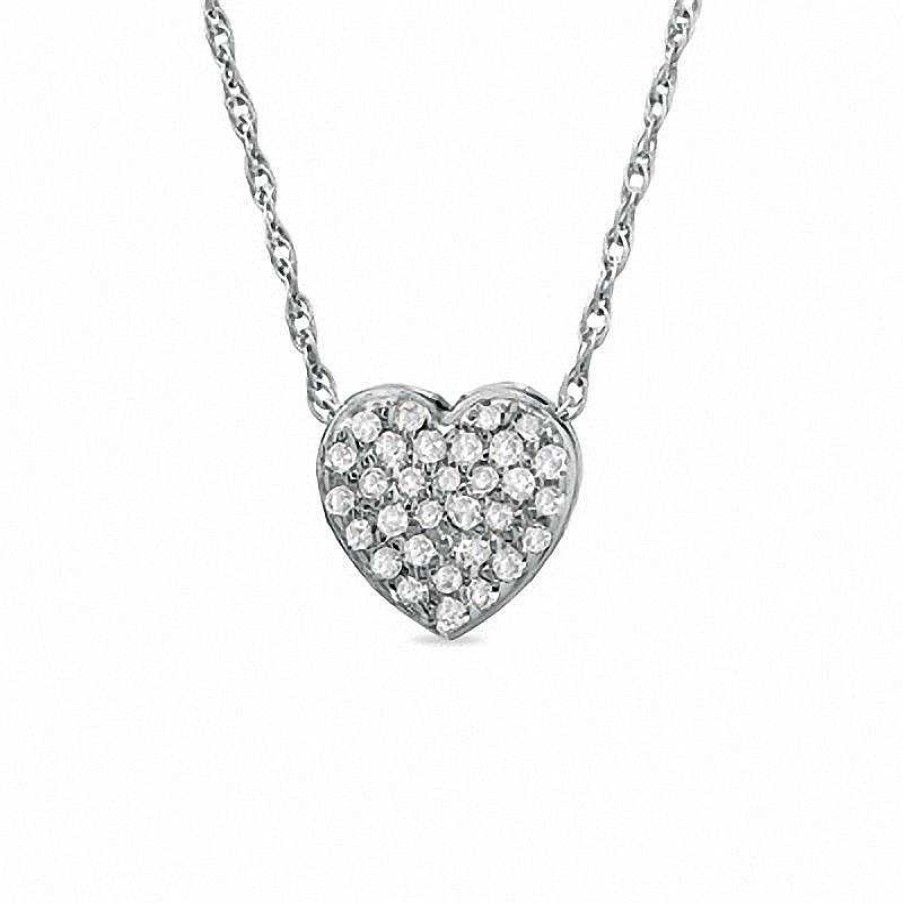 Banter 1/10 Ct. T.W. Composite Diamond Heart Pendant In 10K White Gold Necklaces