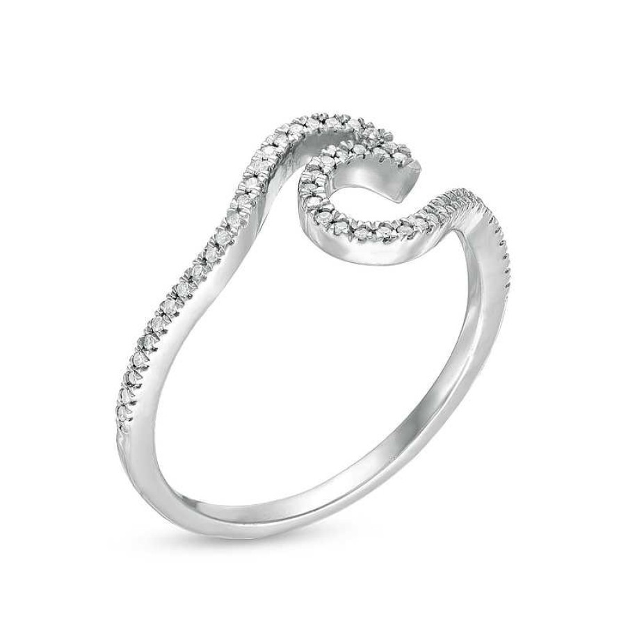 Banter 1/15 Ct. T.W. Diamond Wave Ring In Sterling Silver Rings