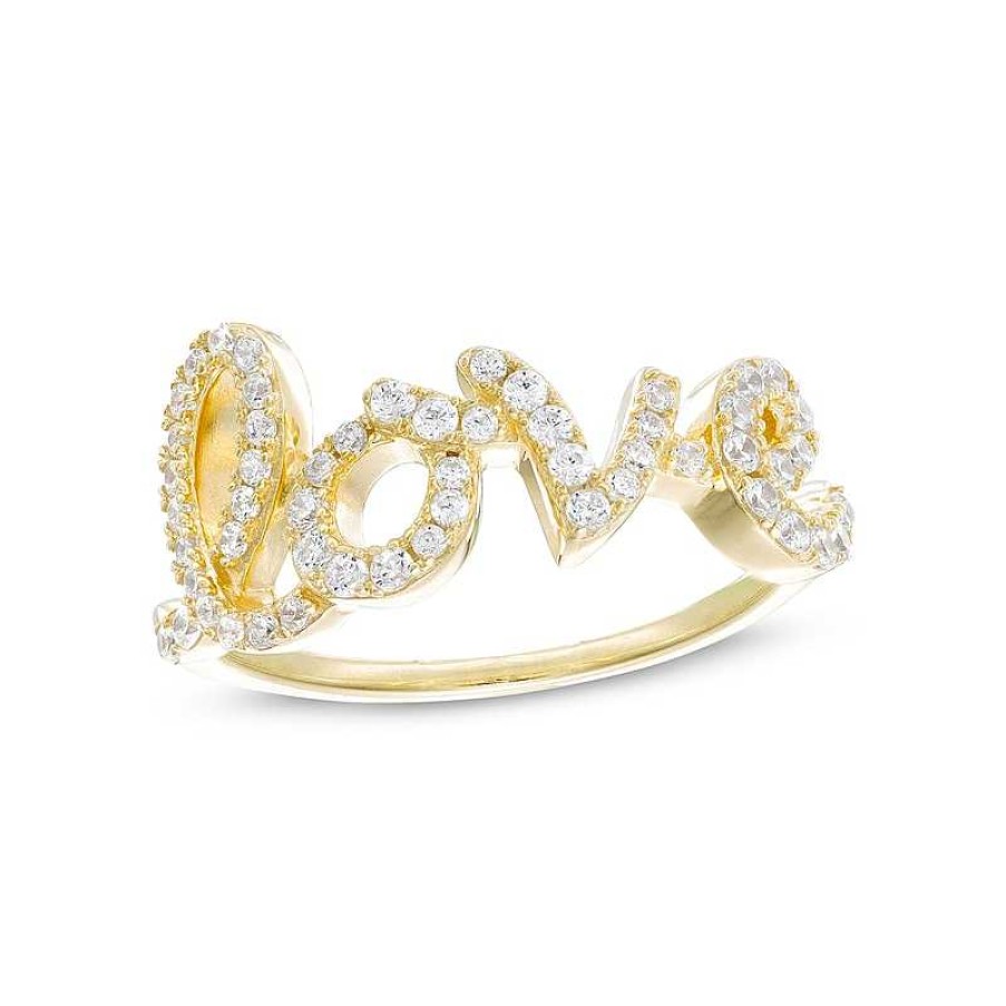 Banter Cubic Zirconia Cursive "Love" Ring In Sterling Silver With 18K Gold Plate Rings