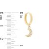 Banter Cubic Zirconia Star And Crescent Moon Dangle Huggie Hoop Earrings In 10K Gold Casting Solid Earrings