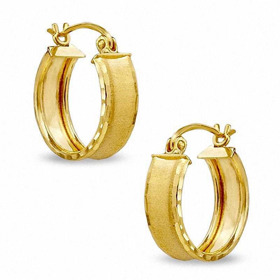 Banter Diamond-Cut Huggie Earrings In 10K Tube Hollow Gold Earrings