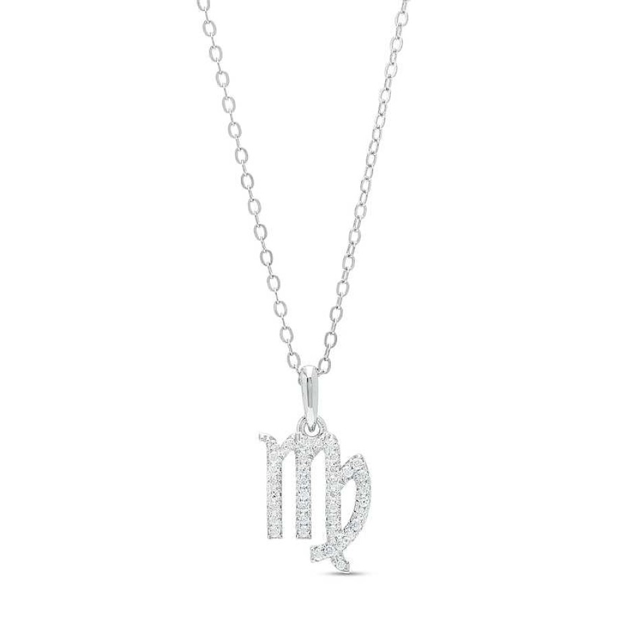 Banter Cubic Zirconia Dainty Virgo Symbol Pendant Necklace In Solid Sterling Silver Necklaces