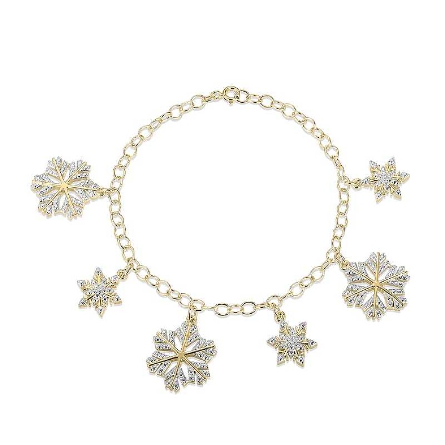 Banter 18K Gold Plated Diamond Accent Snowflake Charm Bracelet Bracelets