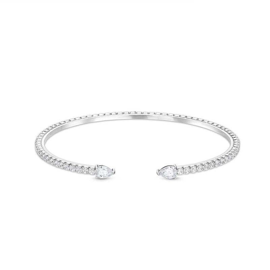 Banter Cubic Zirconia Pear Cuff Bracelet In Solid Sterling Silver Bracelets