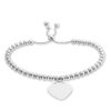 Banter Made In Italy Heart Charm Bead Bolo Bracelet In Semi-Solid Sterling Silver - 8.5" Bracelets