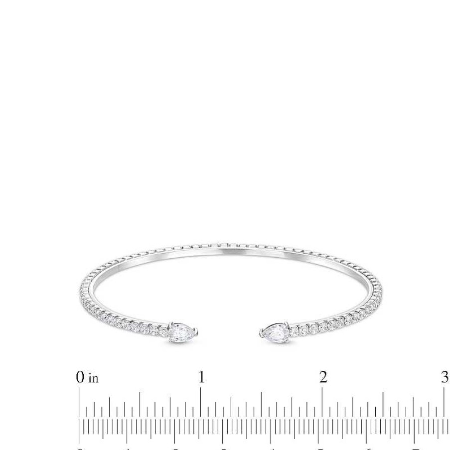 Banter Cubic Zirconia Pear Cuff Bracelet In Solid Sterling Silver Bracelets