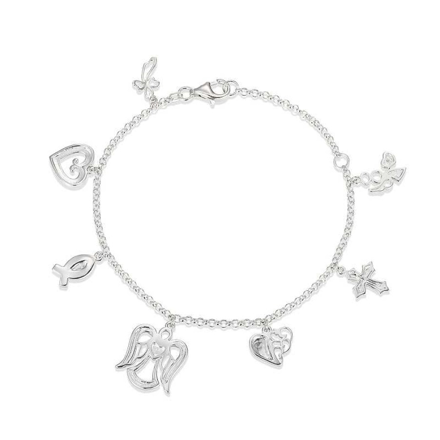 Banter Sterling Silver Diamond Accent Faith Charm Bracelet Bracelets