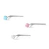 Banter Semi-Solid Sterling Silver Crystal Multi-Colored Nose Stud Set - 22G Nose