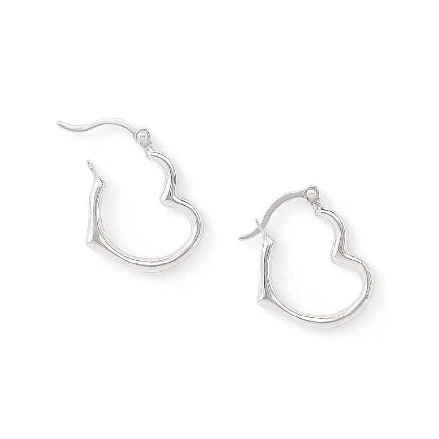 Banter Open Heart Hoop Earrings In 10K White Gold Earrings