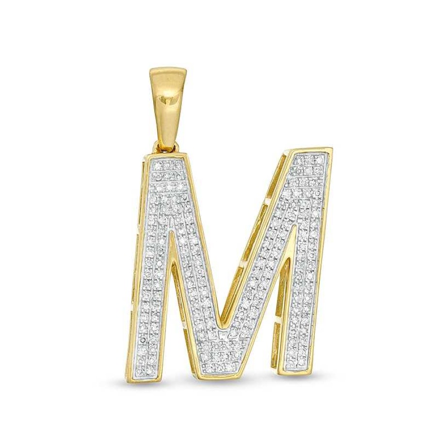 Banter 1/3 Ct. T.W. Diamond "M" Initial Necklace Charm In 10K Gold Charms