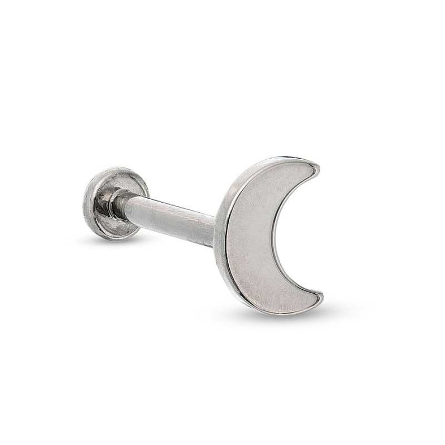 Banter 018 Gauge Crescent Moon Cartilage Barbell In Titanium - 5/16" Earrings