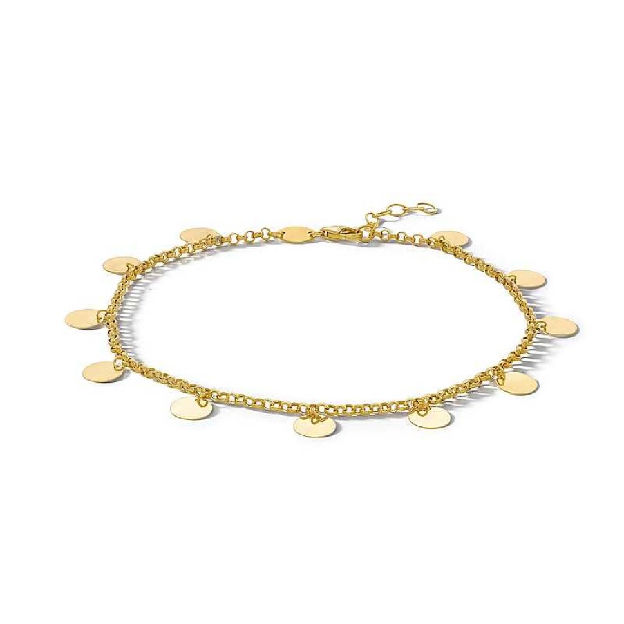 Banter 10K Gold Bonded Disk Rolo Chain Anklet - 10" Bracelets