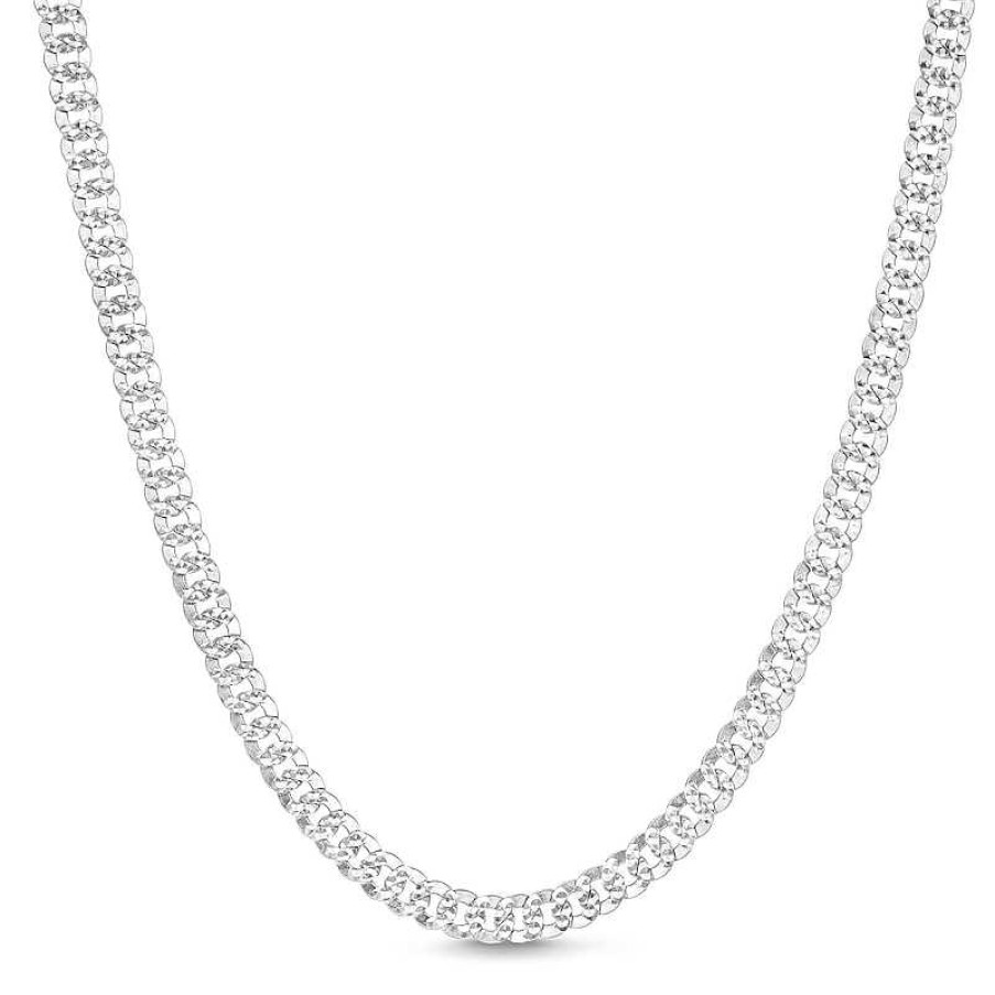 Banter 4.2Mm Diamond-Cut Pav Tight Curb Chain Necklace In 10K Solid White Gold - 20" Necklaces