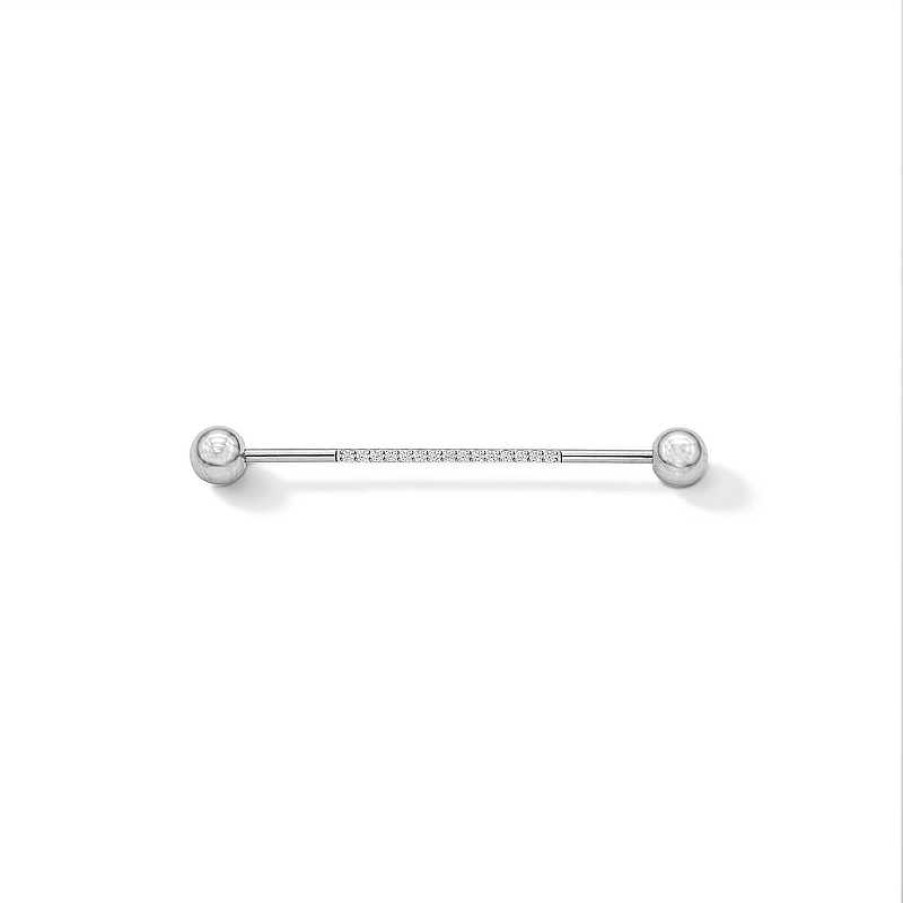 Banter Stainless Steel Cz Industrial Barbell - 16G 1 3/8" Ear