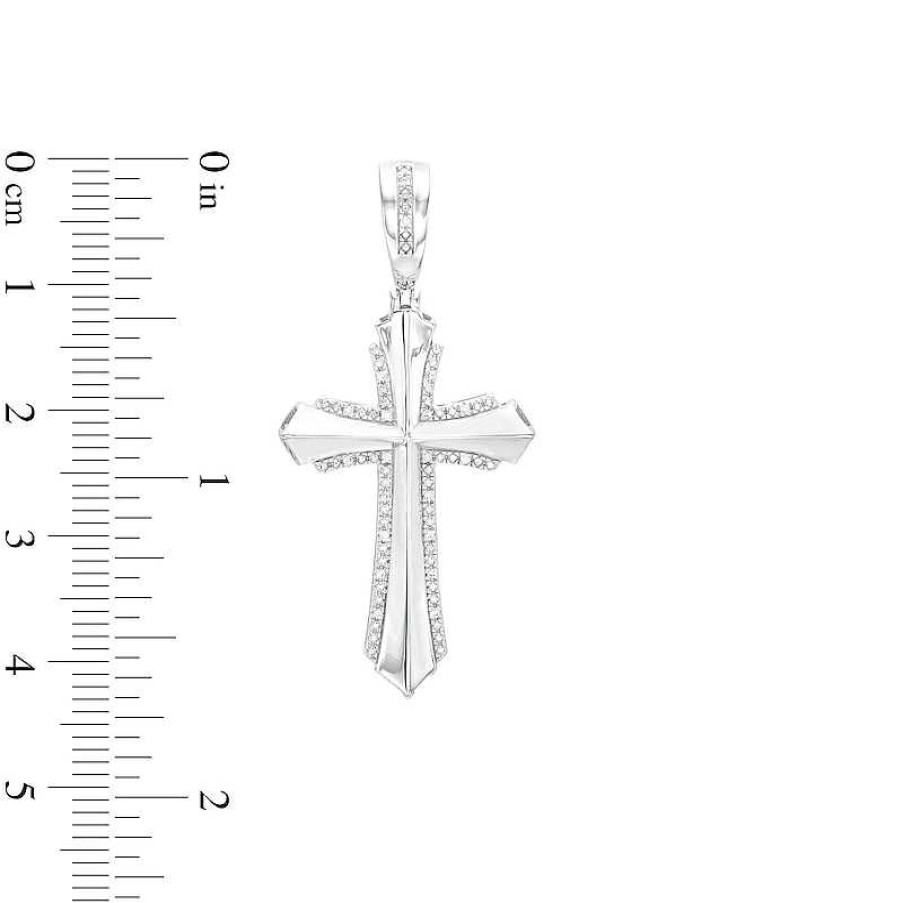 Banter 1/10 Ct. T.W. Diamond Cross Necklace Charm In Sterling Silver Charms