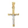 Banter Small Textured Crucifix Two-Tone Necklace Charm In 10K Stamp Hollow Gold Charms