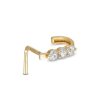 Banter 14K Semi-Solid Gold Cz J-Hoop L-Shape Nose Stud - 22G 3/8" Nose